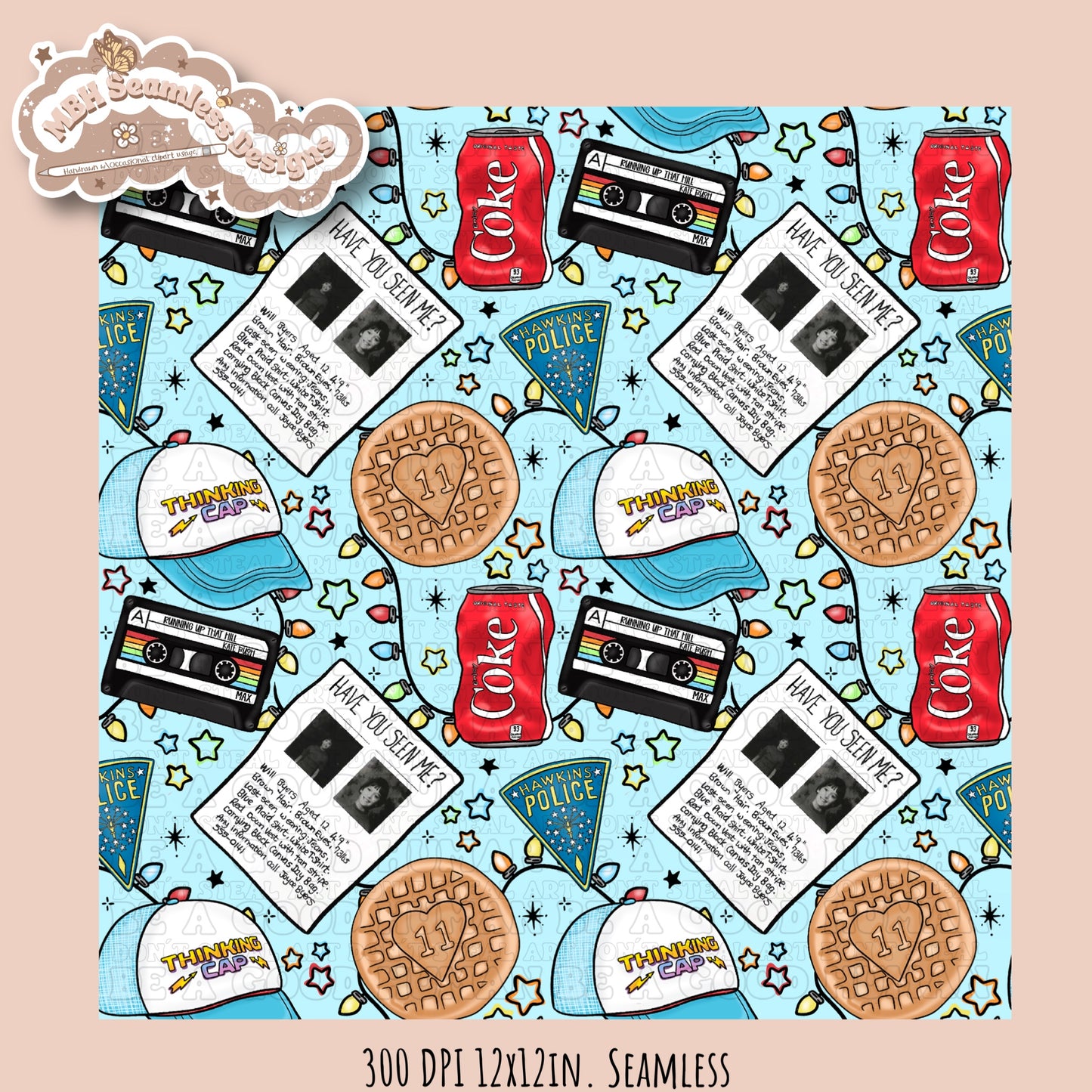 Stranger Things Lights Seamless Pattern // PNG // Multiple Colorways