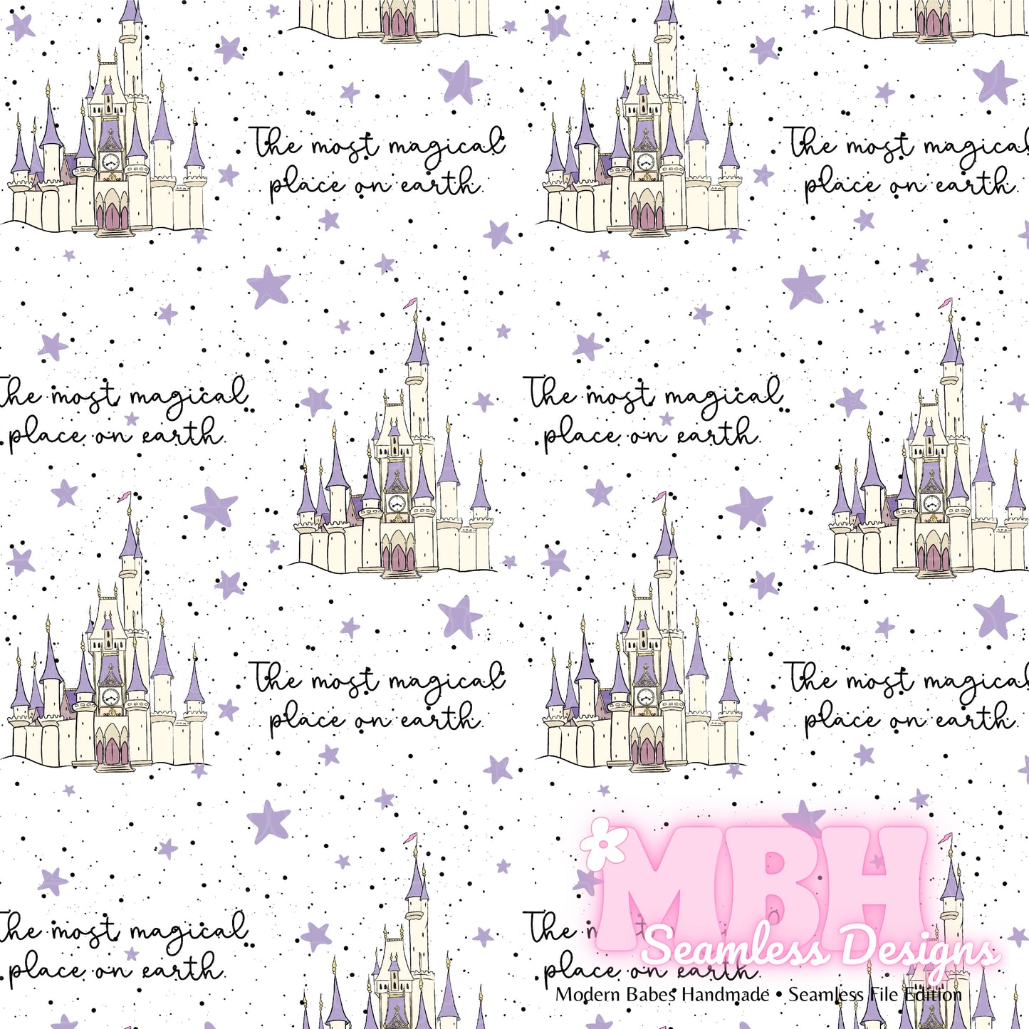 Starry Magical Castle Seamless Pattern MULTIPLE COLORWAYS