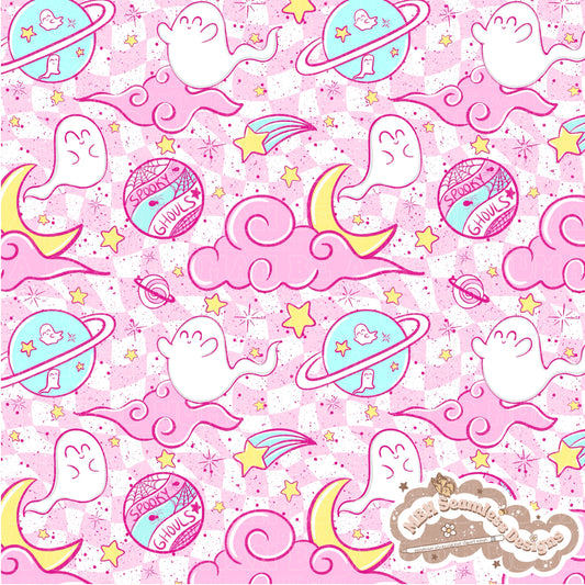 Spooky Space Ghouls Seamless Pattern MULTIPLE COLORWAYS