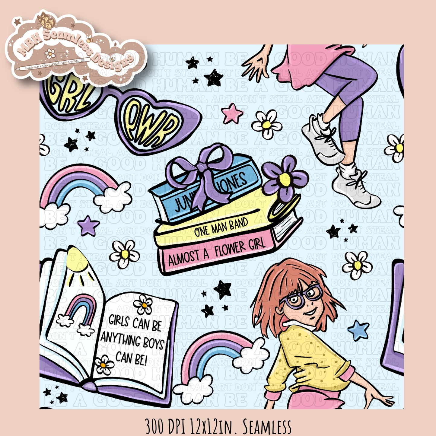 Junie B Seamless Pattern // PNG //Multiple Colorway Options