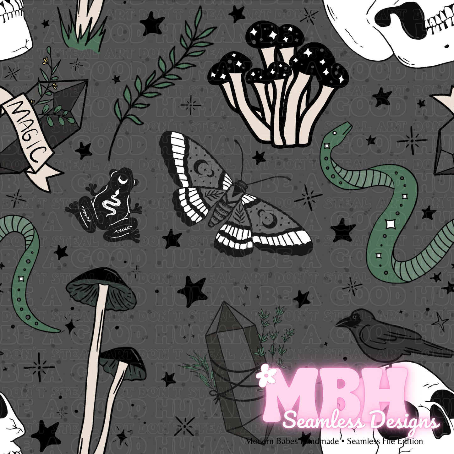 Witchy Vibes Seamless Pattern MULTIPLE COLORWAYS