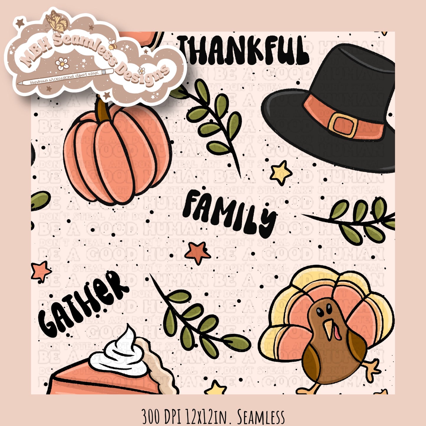 Thanksgiving Words Seamless MULTIPLE COLORWAYS