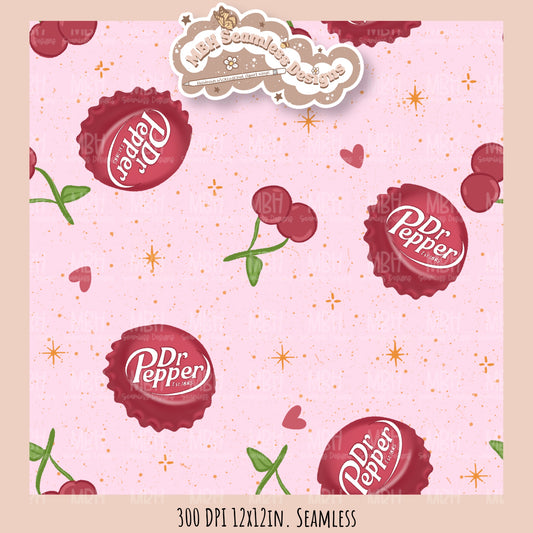 Dr. Pepper Bottle Caps Seamless Pattern // Multiple Colorway Options