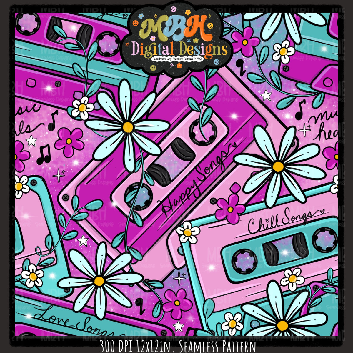Hextober Day 1 •Music Seamless Pattern // PNG // MULTIPLE COLORWAYS (Hextober files are not available in drives.)