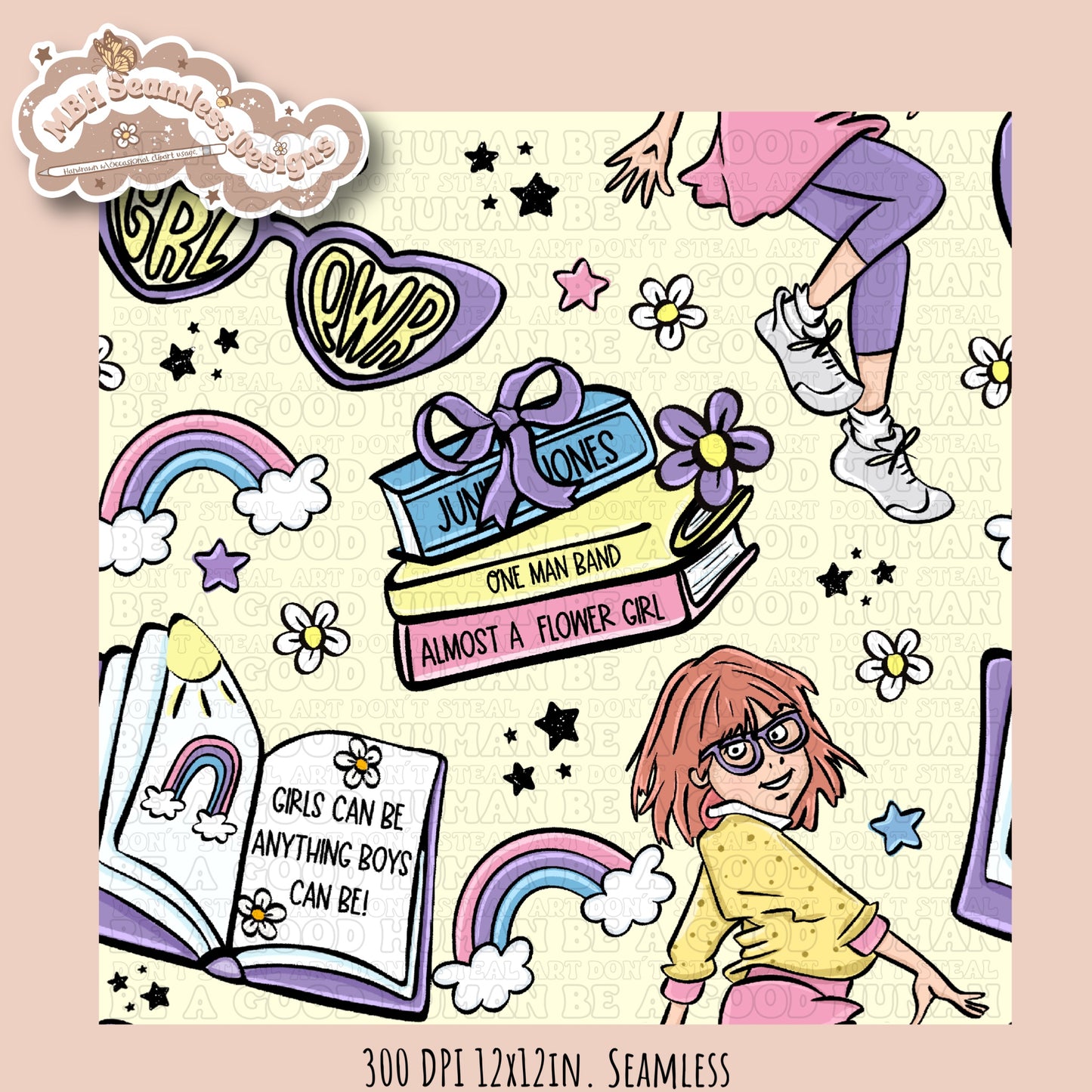 Junie B Seamless Pattern // PNG //Multiple Colorway Options