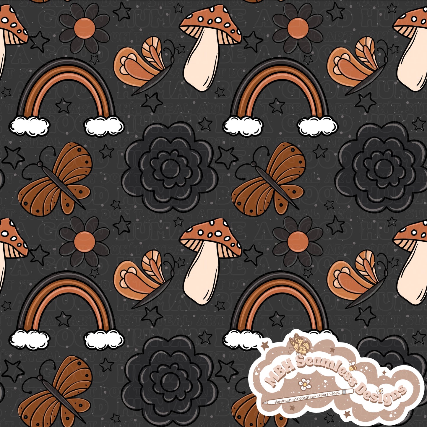 Midnight Floral Boho Seamless Pattern & PNG MULTIPLE COLORWAYS