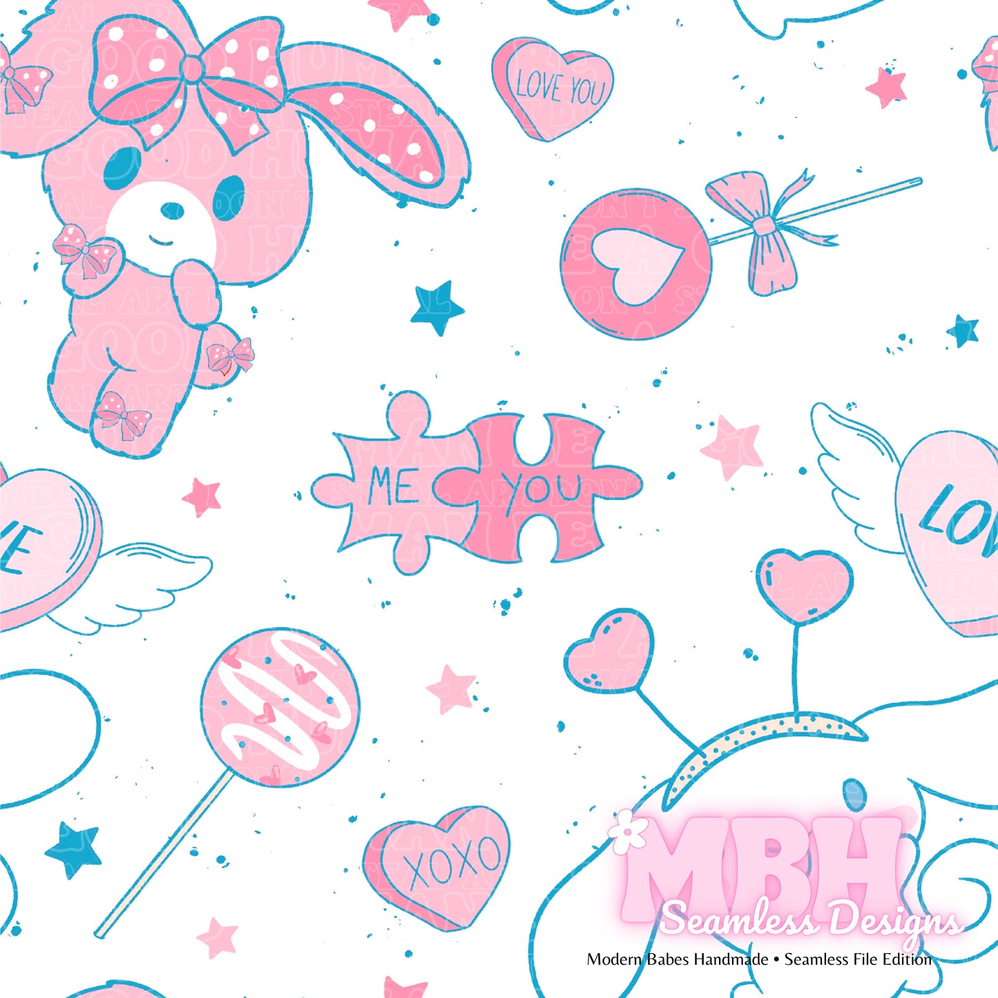 Cinnamoroll BonBon Valentine’s Day TWO COLORS Seamless Pattern