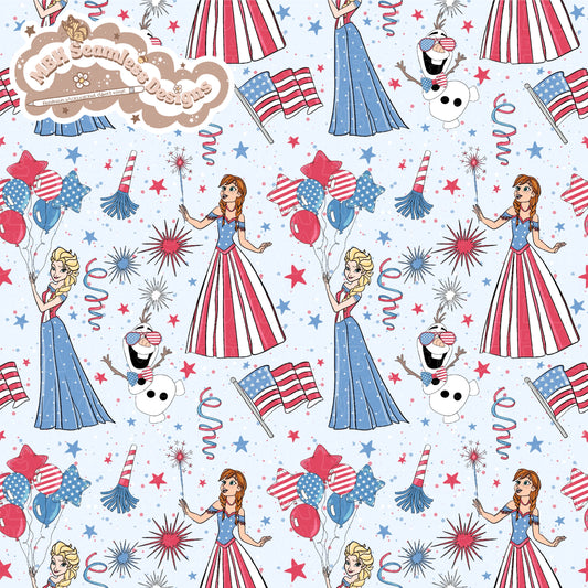 Patriotic Frozen Seamless Pattern & COORD