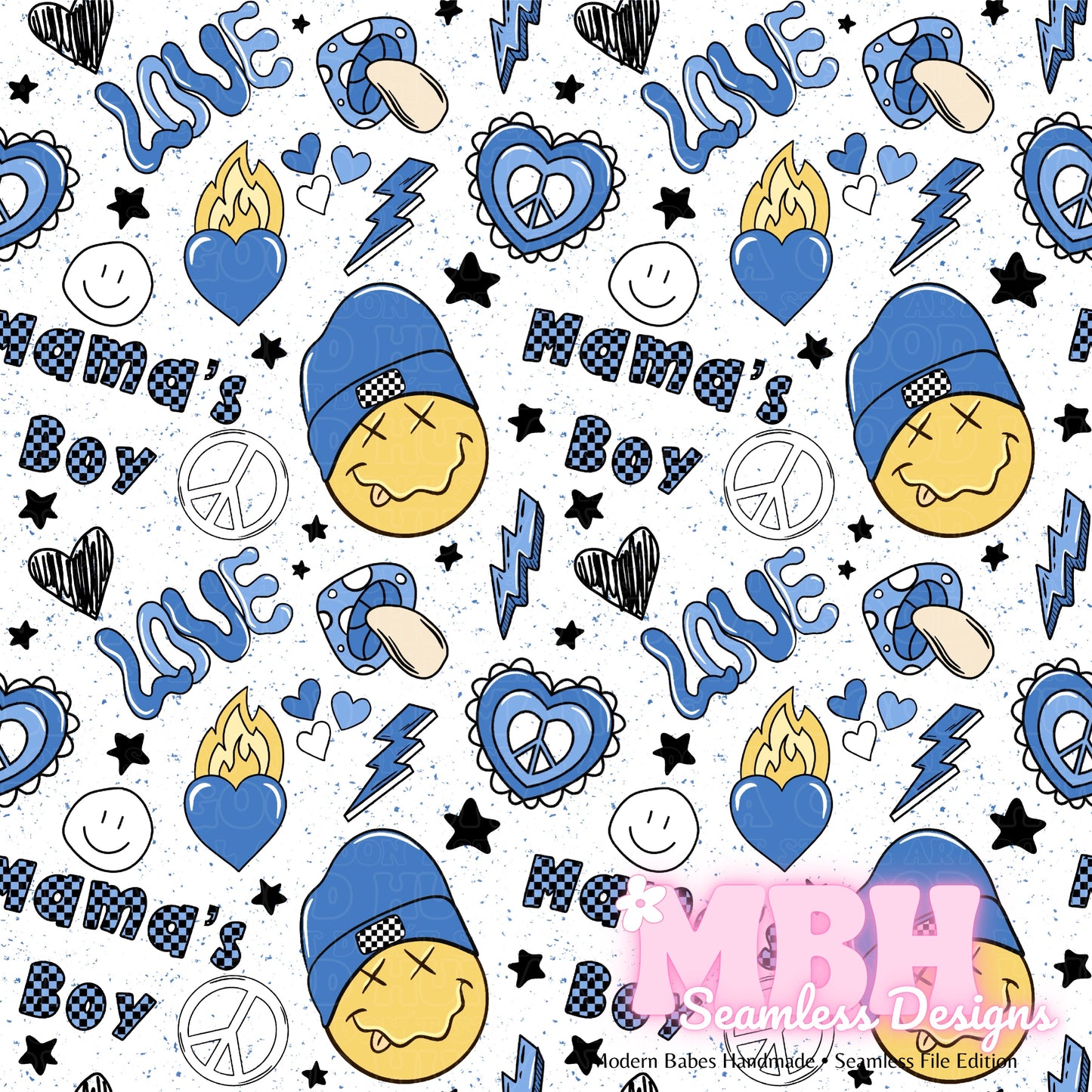 Groovy Mamas Boys Seamless Pattern MULTIPLE COLORWAYS