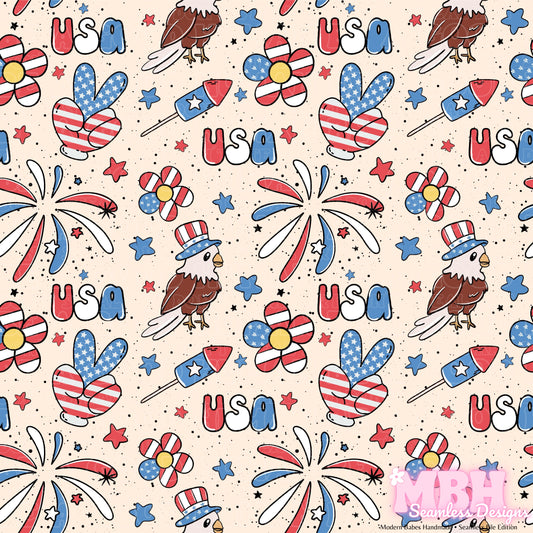 Patriotic USA Seamless Pattern MULTIPLE COLORWAYS