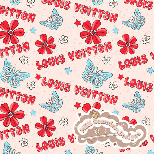 Boujee RWB Butterfly Floral Seamless Pattern MULTIPLE COLORWAYS