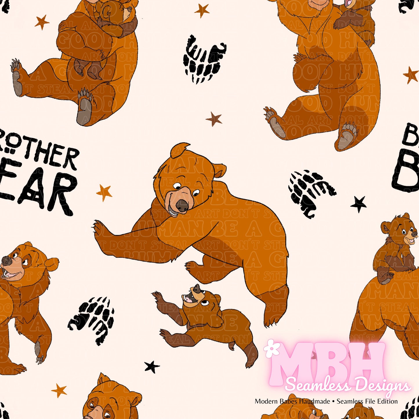 Brother Bear Seamless Pattern & PNGs