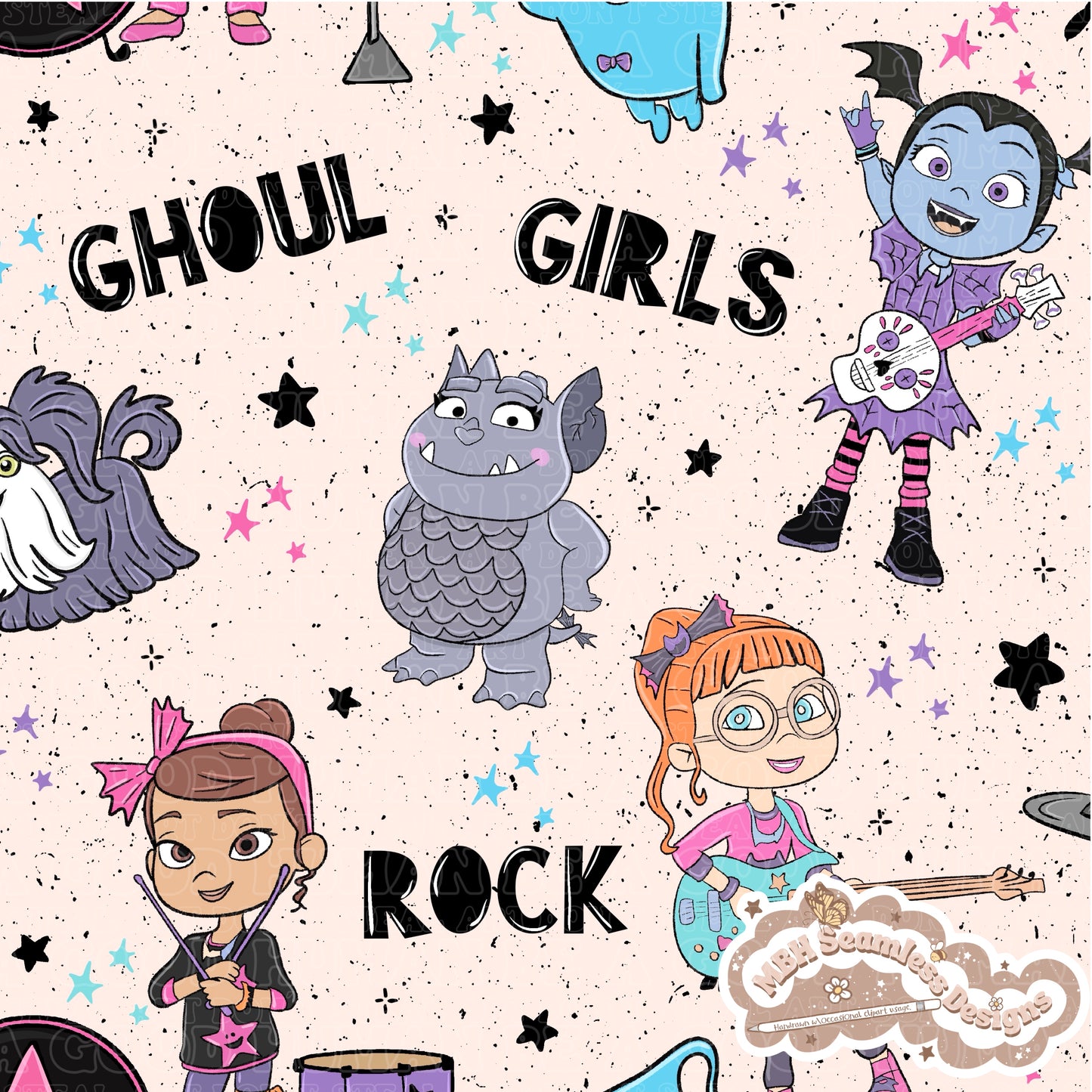 Vampirina Ghoul Band Seamless Pattern MULTIPLE COLORWAYS