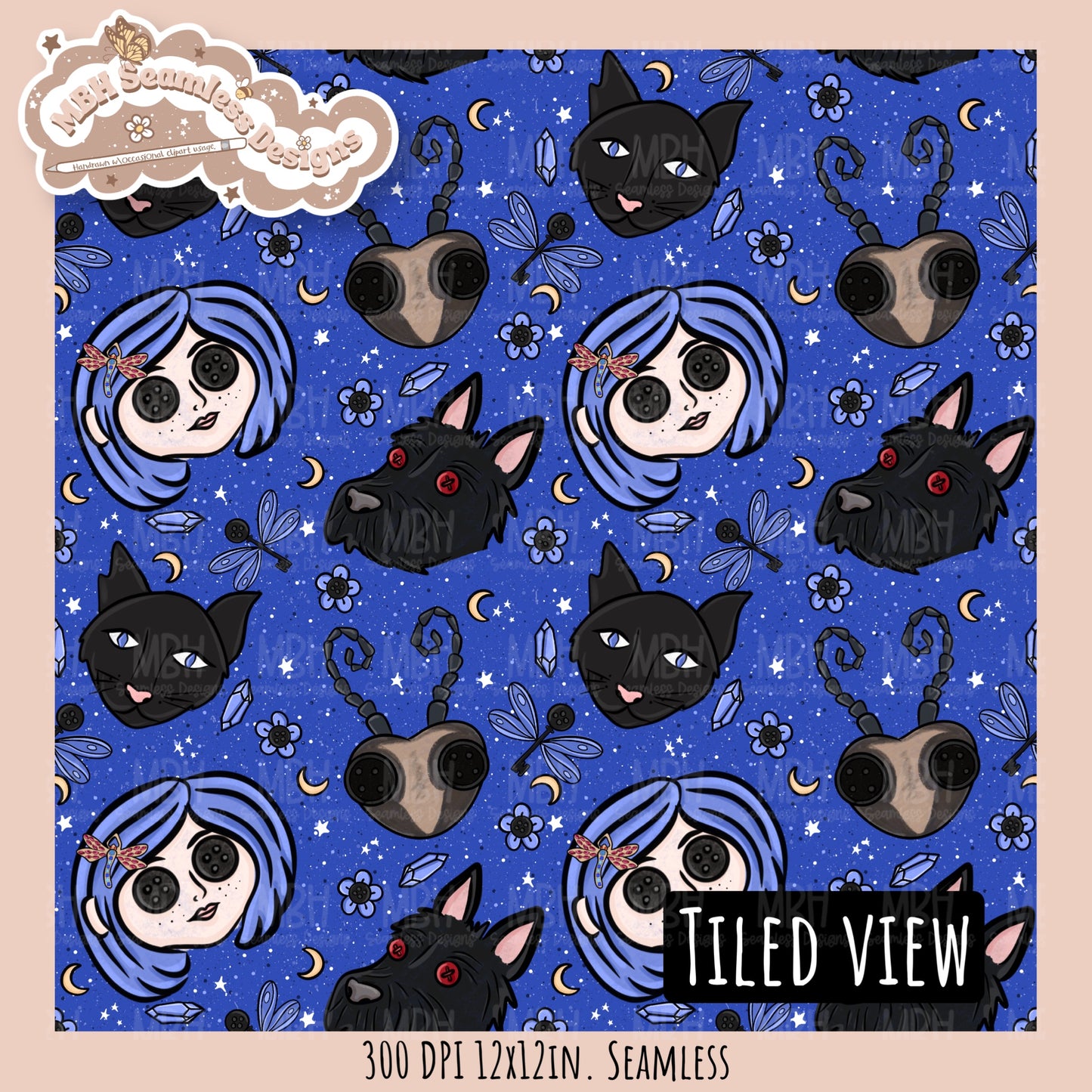Button Eyes Seamless Pattern // PNG // Multiple Colorway Options