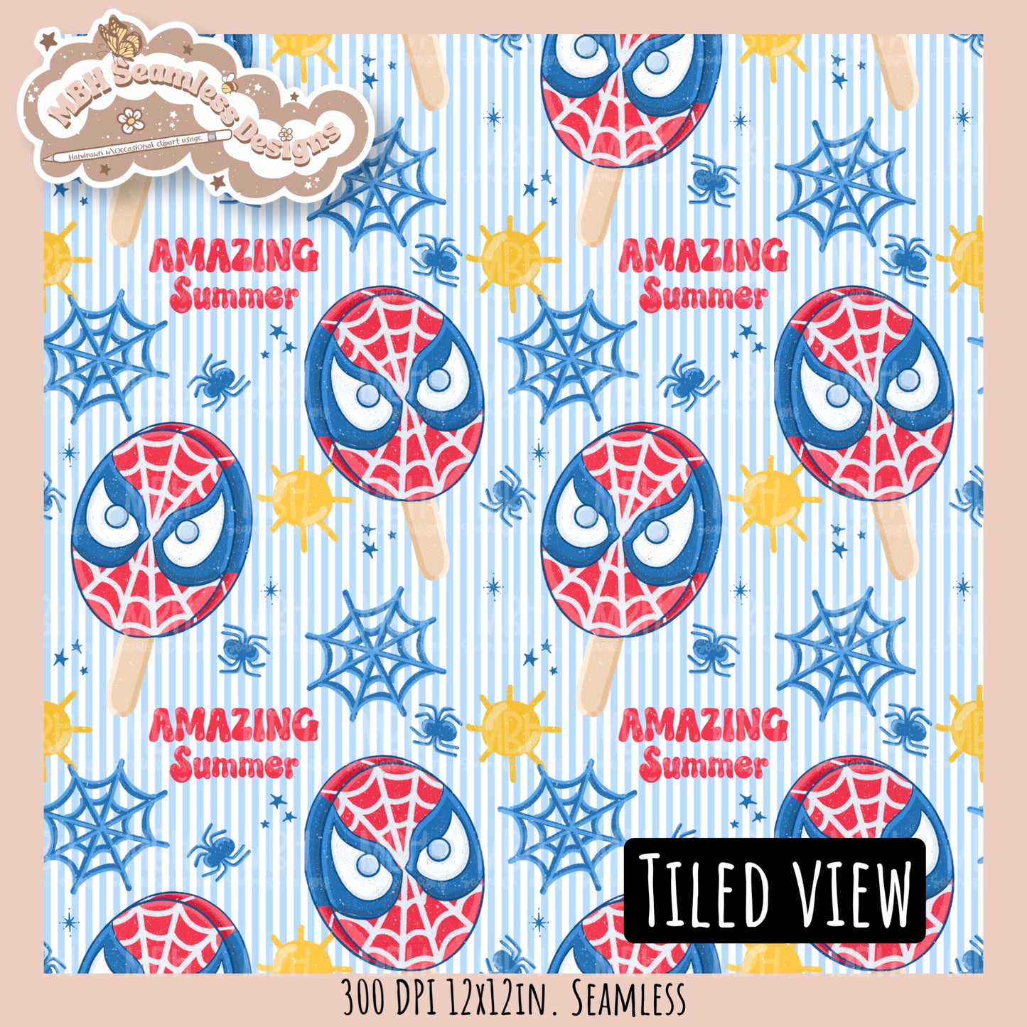 Spider Man Pops Seamless Pattern // Assorted Colorway Options