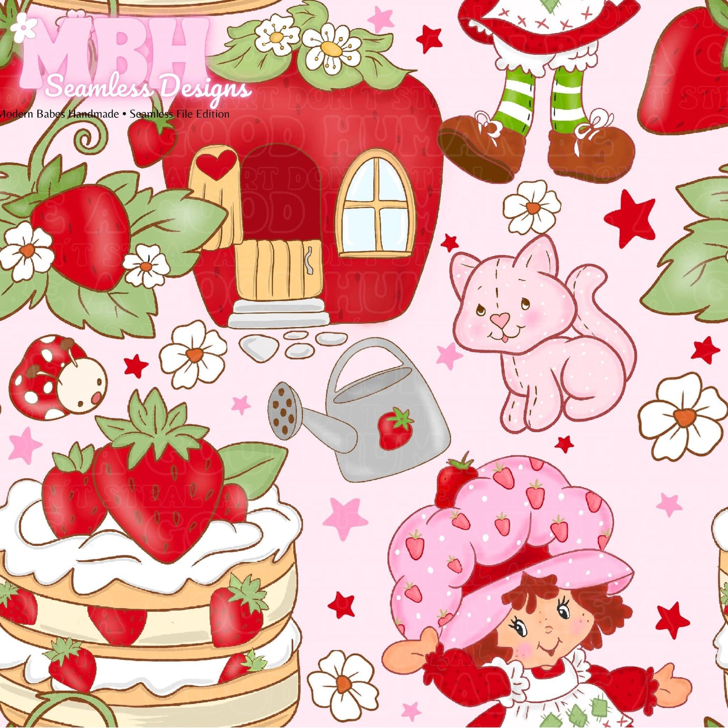 Strawberry Shortcake MULTIPLE COLORWAYS Seamless Pattern