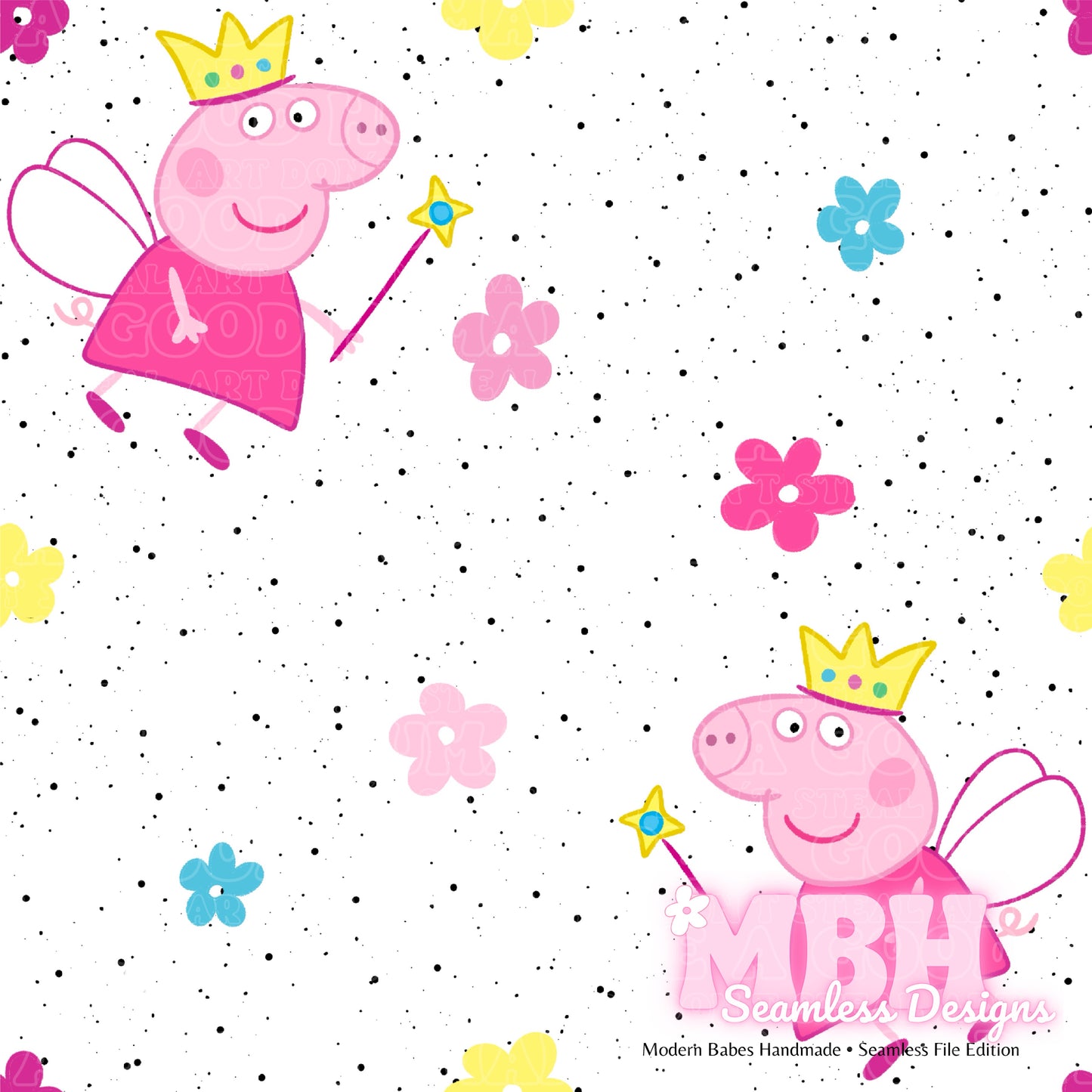 Peppa Fairy Floral Spex Seamless Pattern