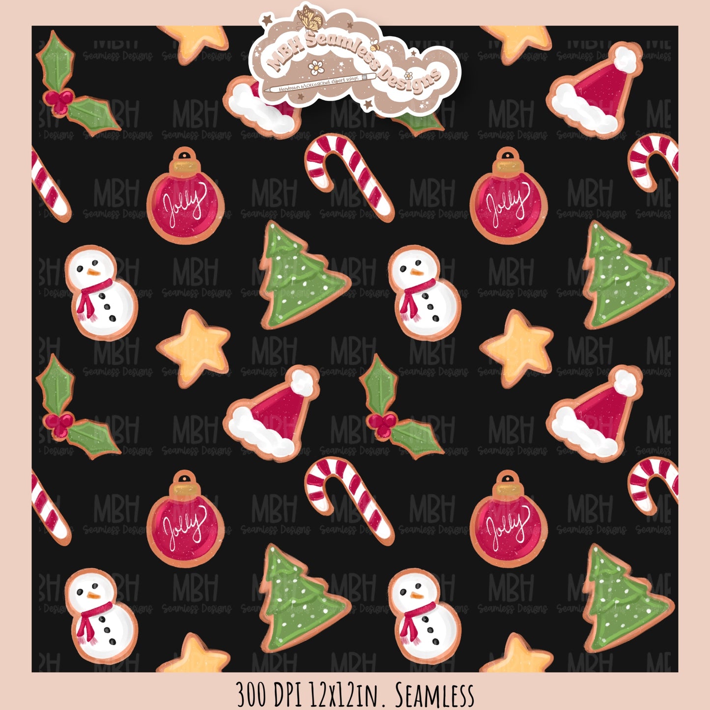 Christmas Cookies Seamless Pattern // Assorted Colorway Options