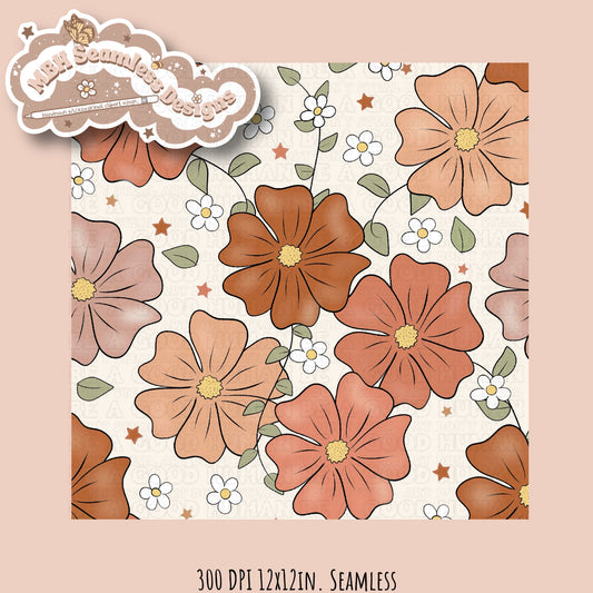 Starry Fall Floral Seamless Pattern