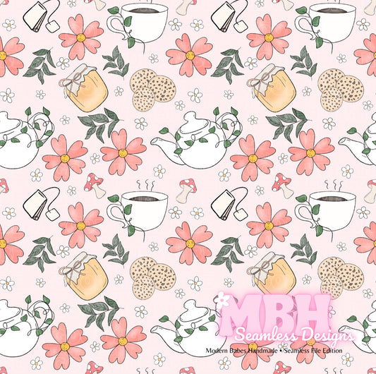 Boho Floral Tea Seamless Pattern