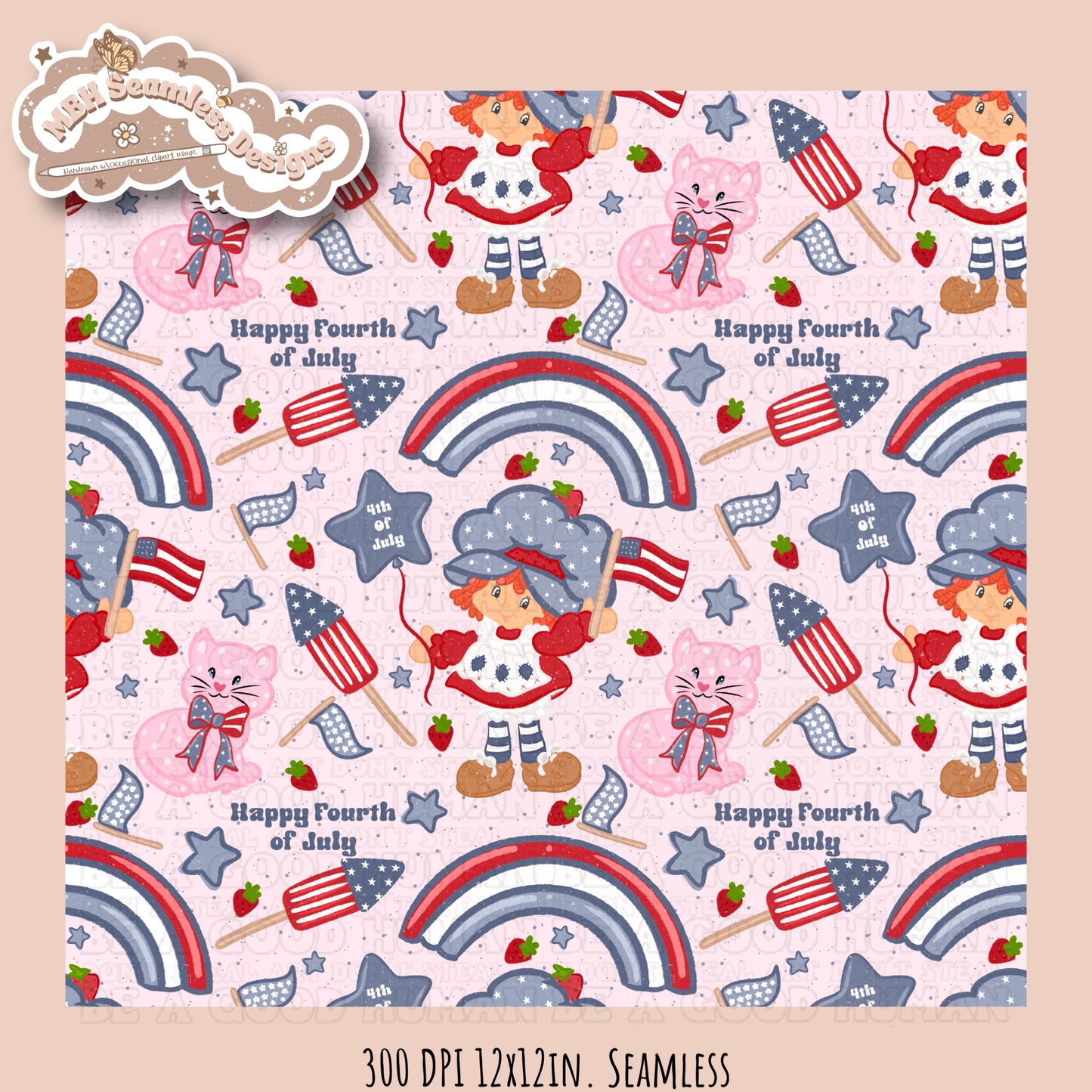 Strawberry Shortcake FOJ Rainbows Seamless Pattern •Multiple Colorways