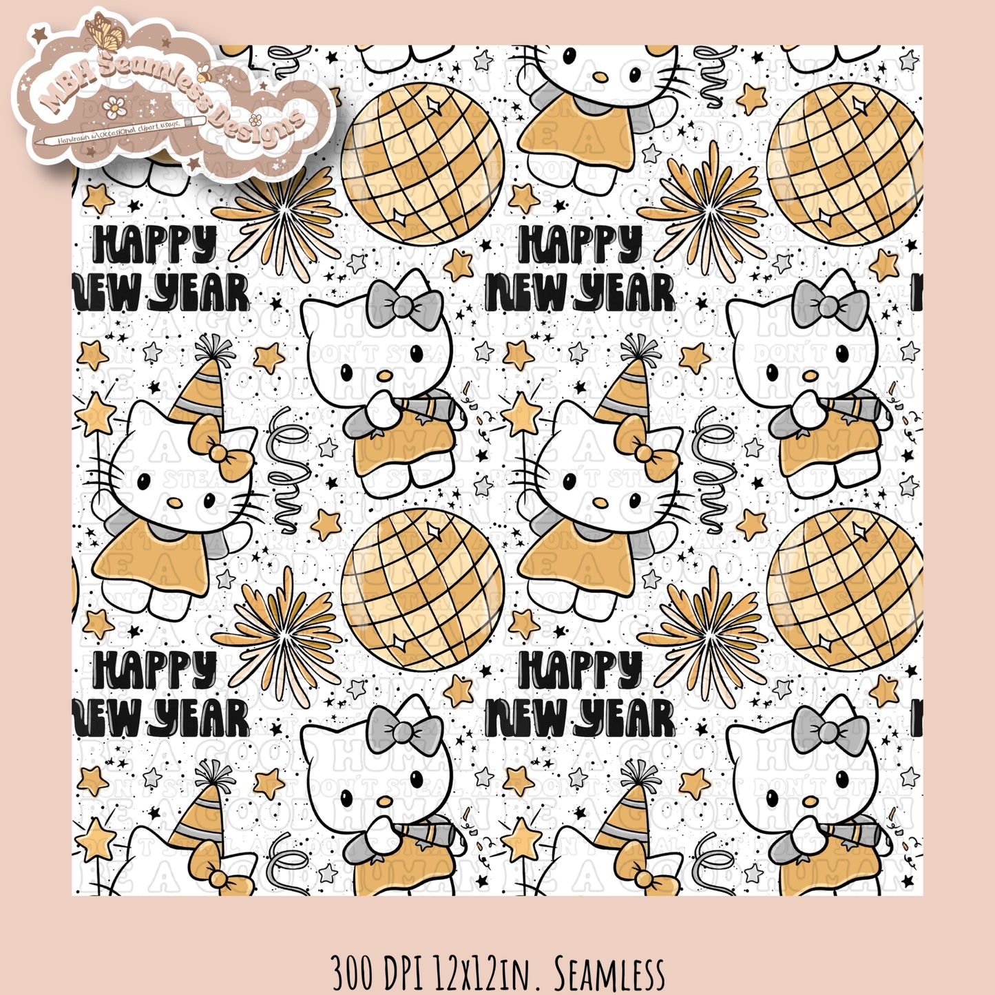 HK New Years Seamless Pattern MULTIPLE COLORWAYS