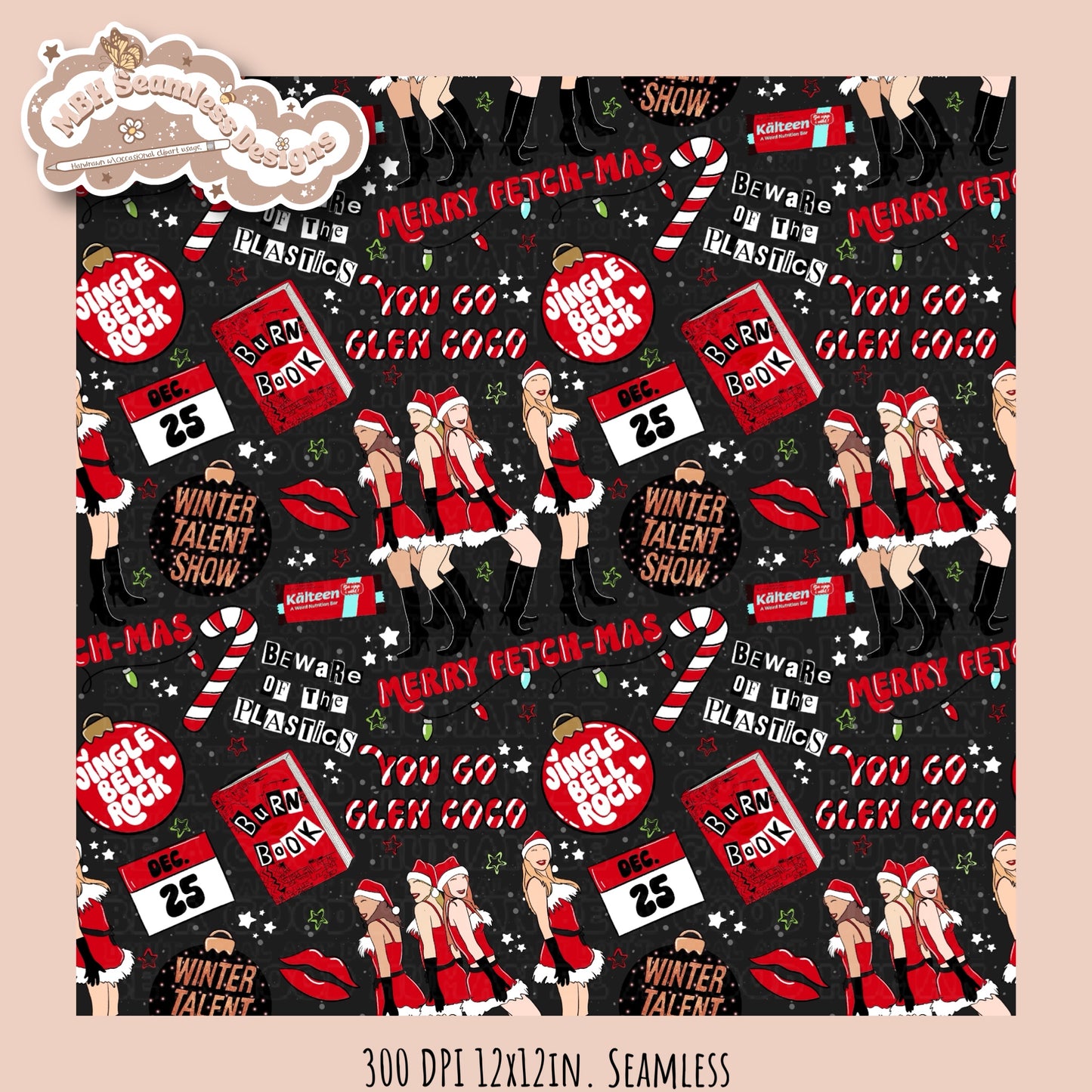 Merry Fetch-Mas Seamless Pattern & PNG MULTIPLE COLORWAYS