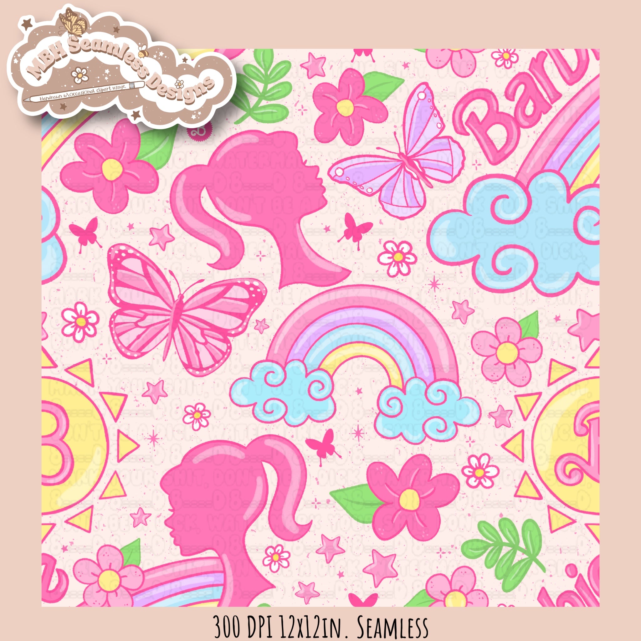 Seem Less Barbie Pattern Spring Barbie Seamless Pattern MULTIPLE COLORWAYS – MBH Seamless Designs