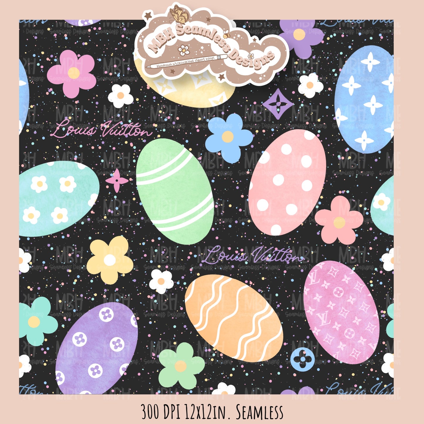 Boujee Easter Eggs Seamless Pattern //MULTIPLE COLORWAY OPTIONS