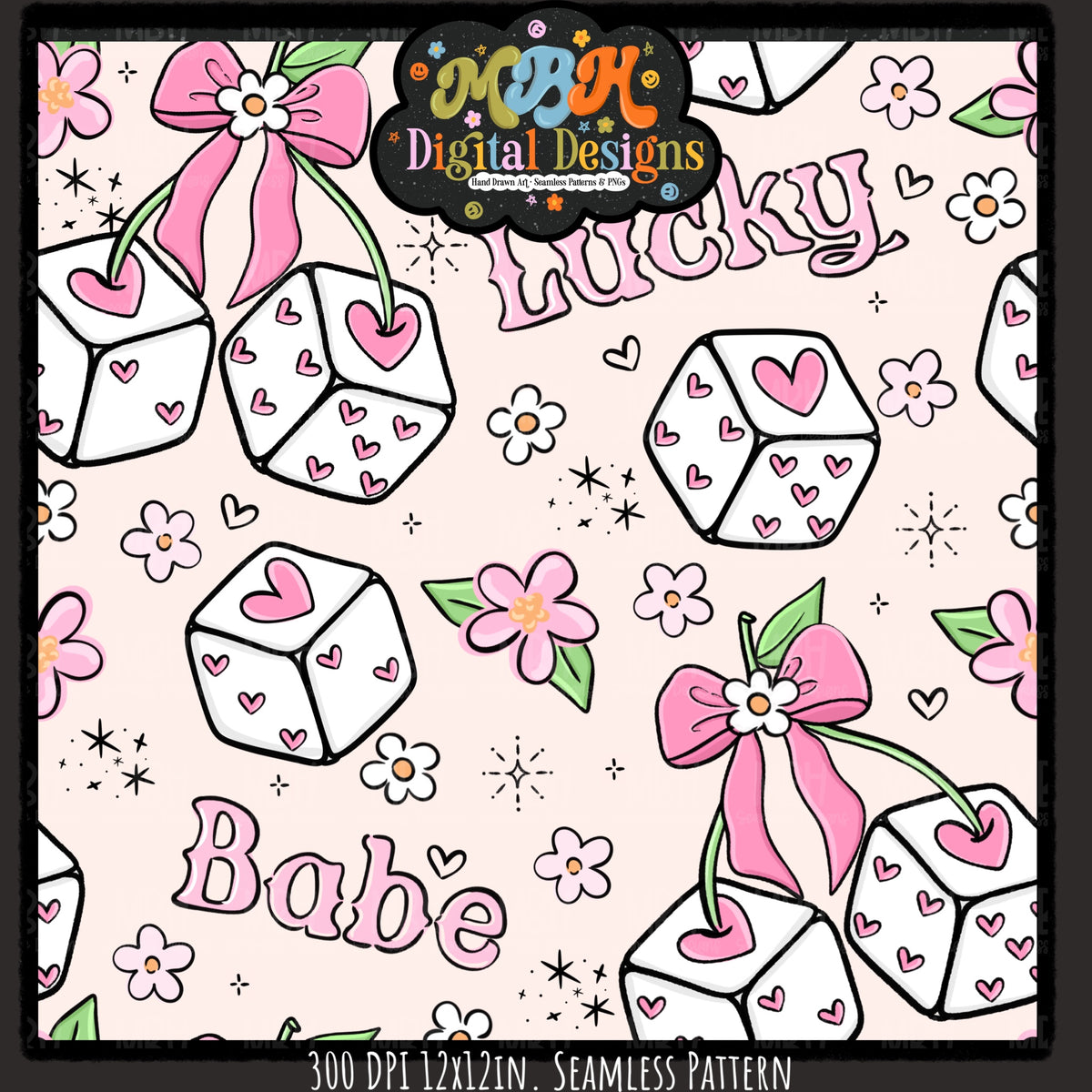 Hextober Day 4 • 3D Lucky Babe Seamless Pattern // PNG // MULTIPLE COLORWAYS (Hextober files are not available in drives.)