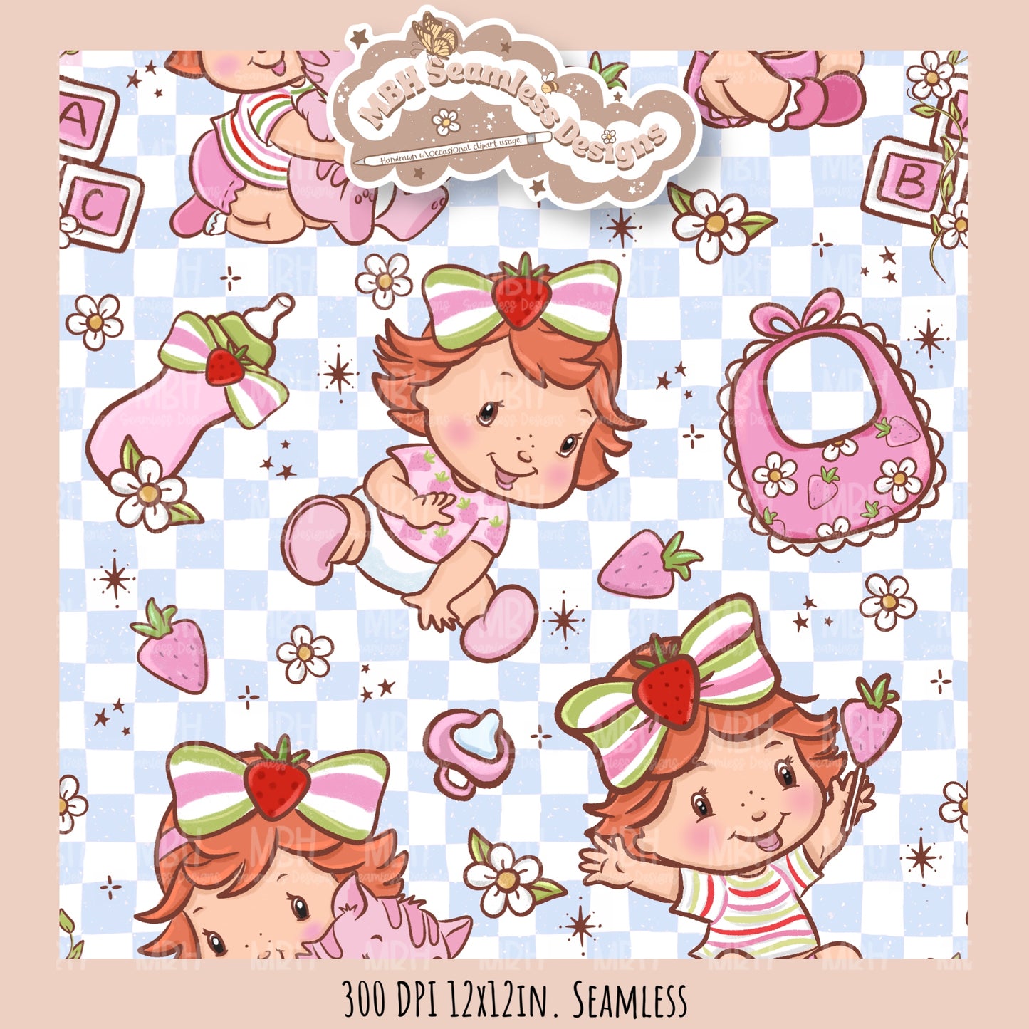Baby Shortcake Seamless Pattern • PNG •Multiple Colorways