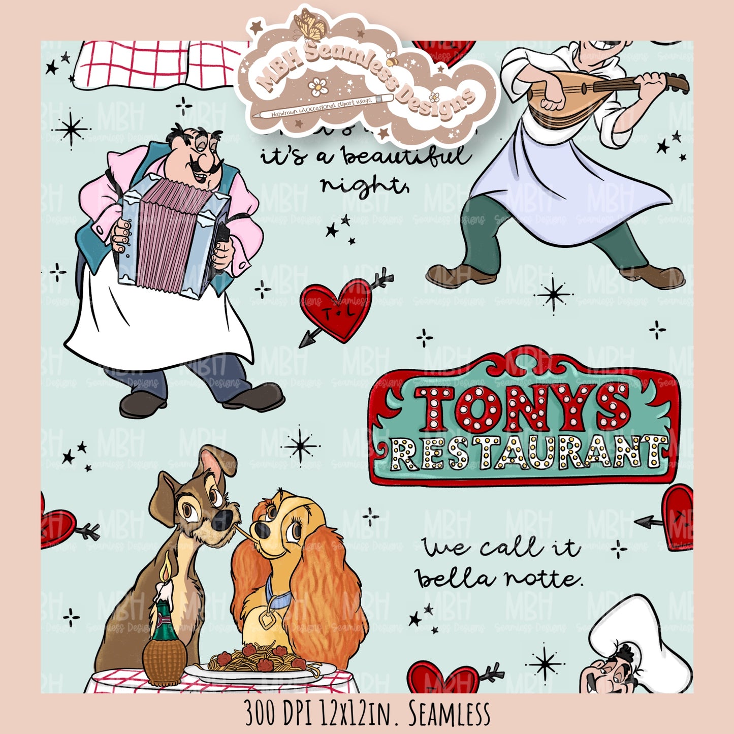 Bella Note L&T Seamless Pattern // PNG // Multiple Colorway Options