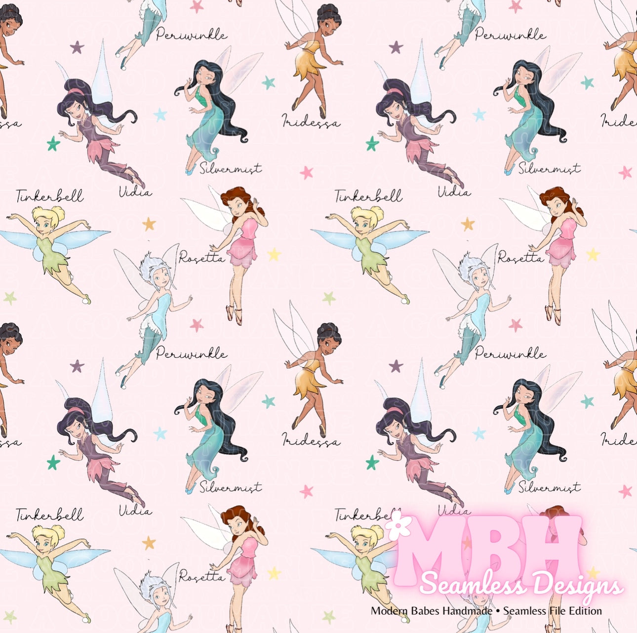 Tink & Friends Starry Names Seamless Pattern