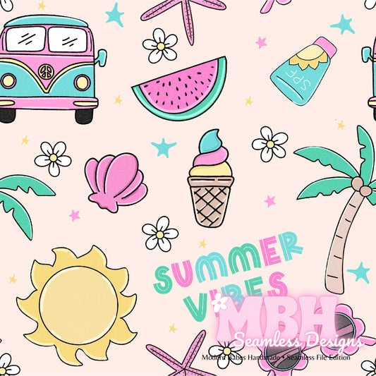 Starry Summer Vibes Seamless Pattern MULTIPLE COLORWAYS