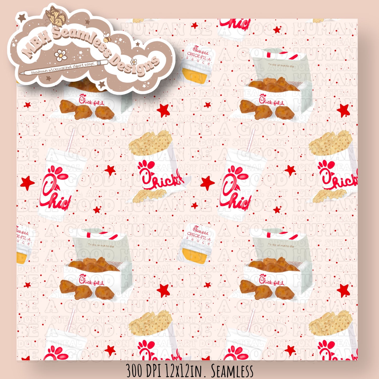 Starry Chic Fil A Seamless Pattern