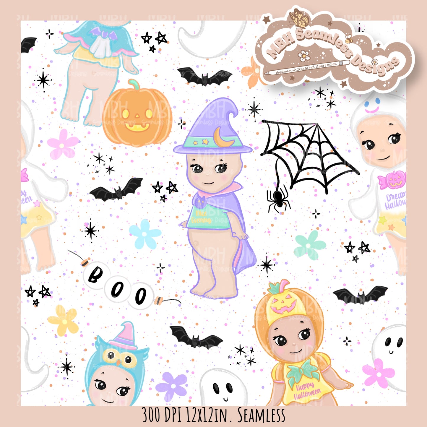 Sonny Angels Halloween Seamless Pattern // Assorted Colorway Options