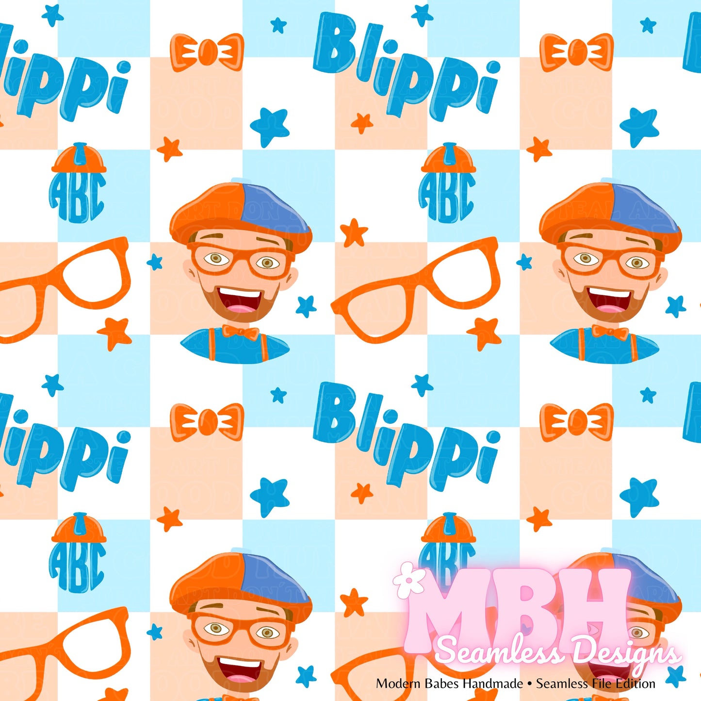 Starry Blippi Seamless Pattern MULTIPLE COLORWAYS