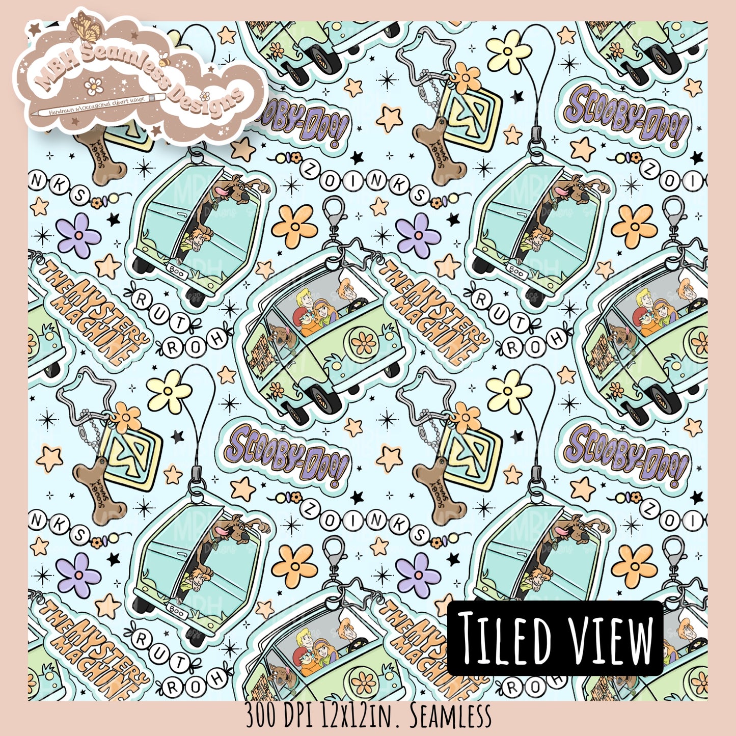 Scooby Charms Seamless Pattern MULTIPLE COLORWAYS // PNG