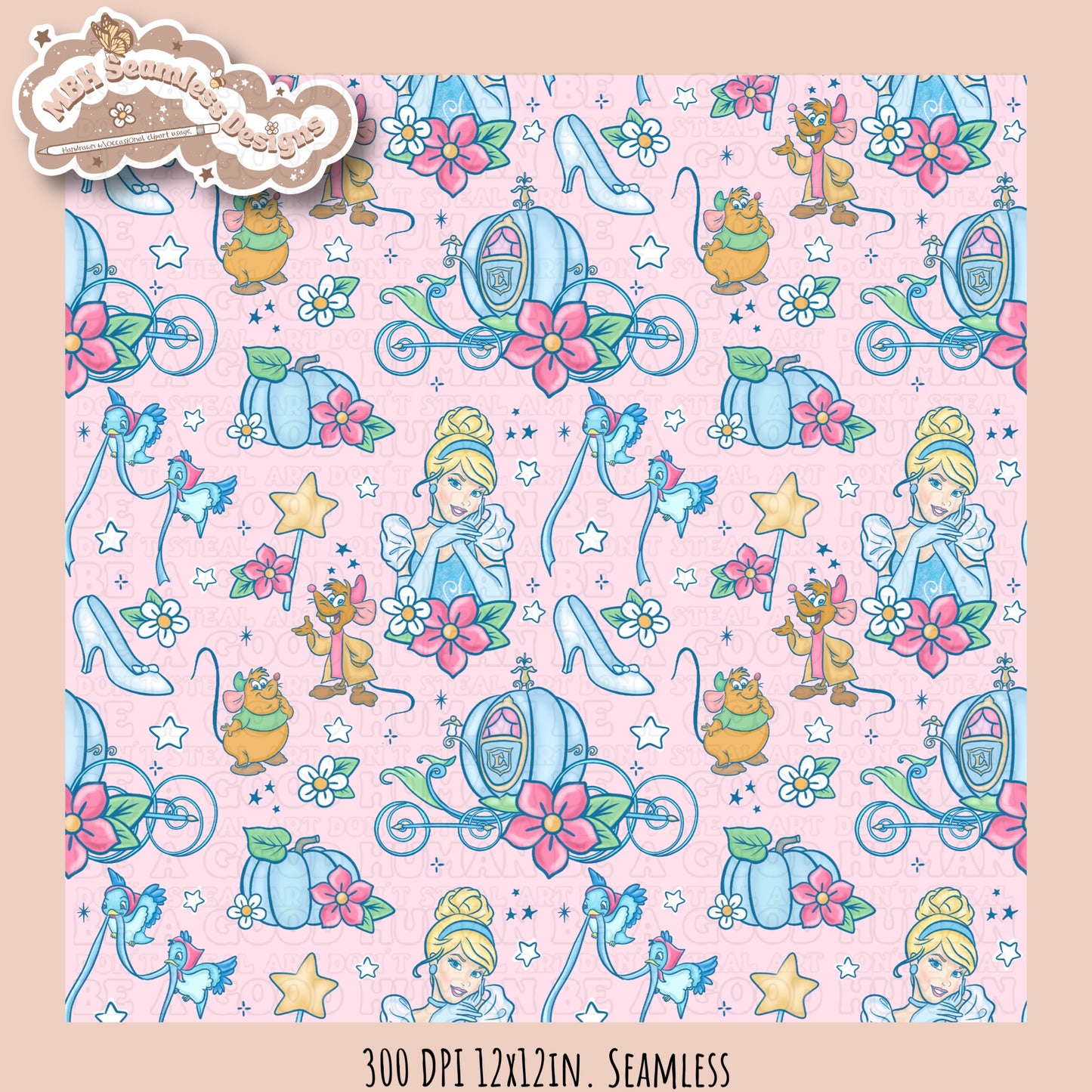 LIMITED EXCLUSIVE Starry Cinderella Seamless Pattern & PNG NO FABRIC SHOPS