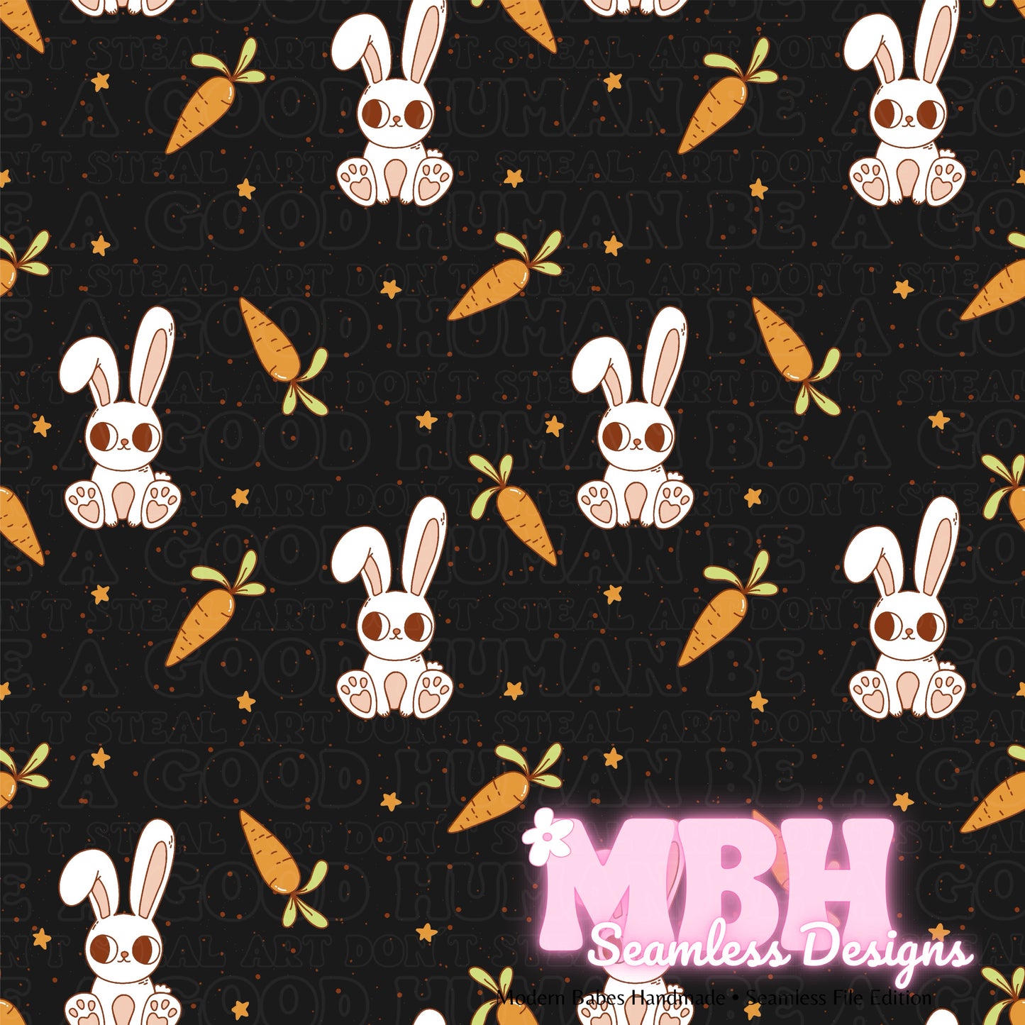 Cute Starry Bunny Carrots SPEX Seamless Pattern Multiple Colorways