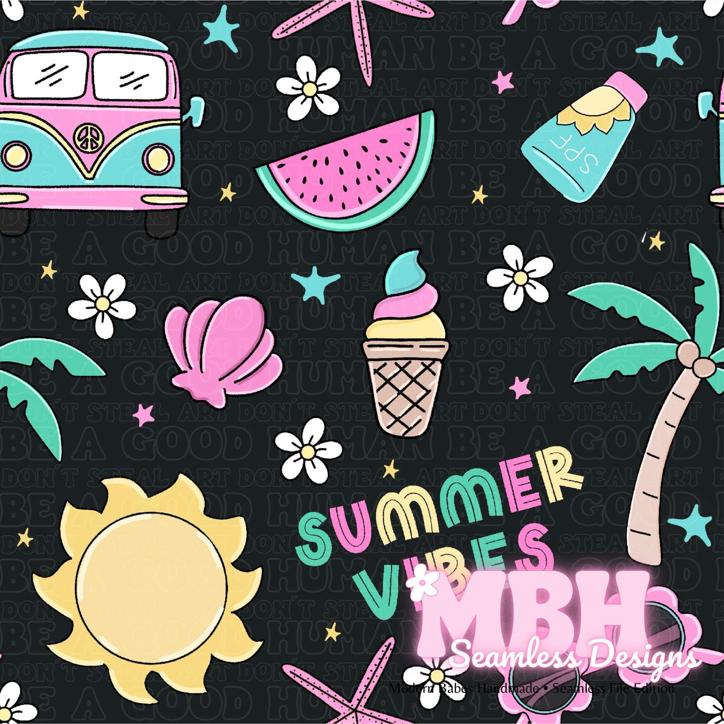 Starry Summer Vibes Seamless Pattern MULTIPLE COLORWAYS