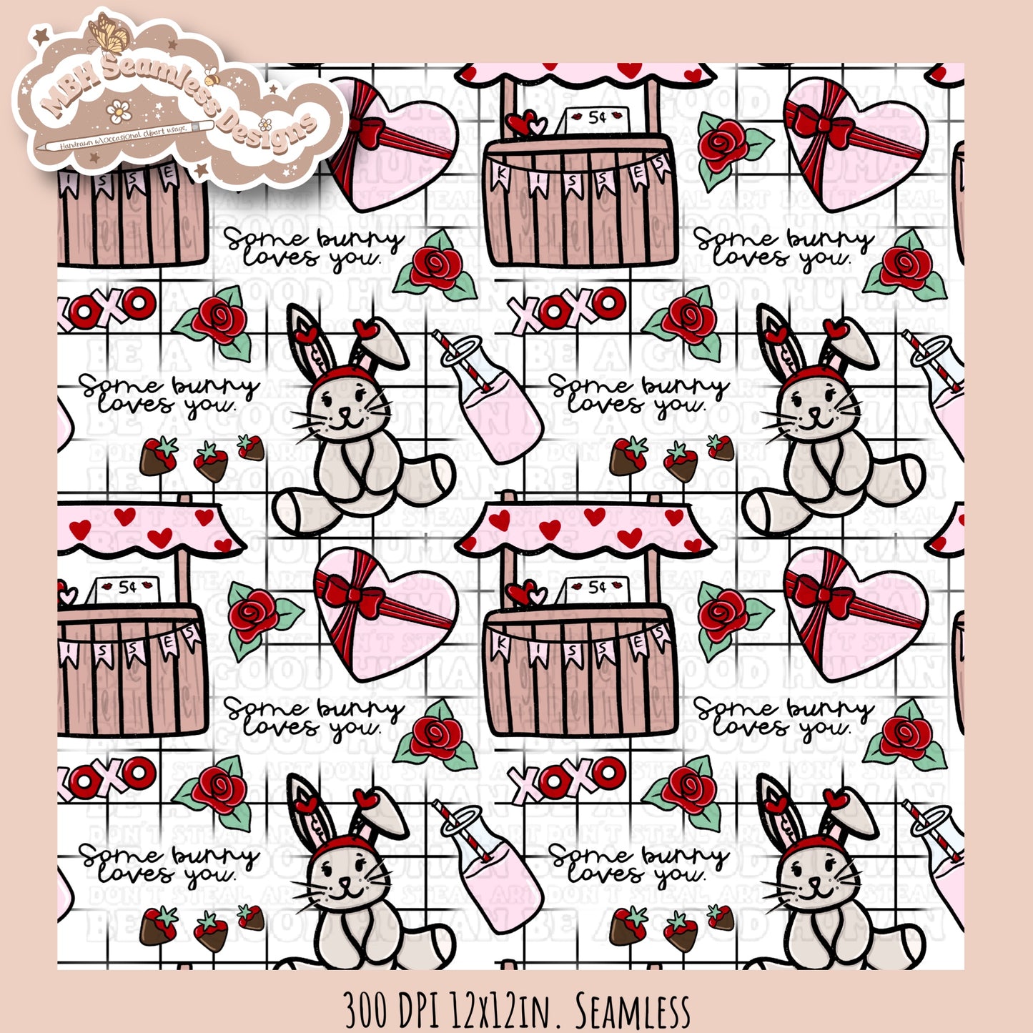 Bunny Love Seamless Pattern MULTIPLE COLORWAYS