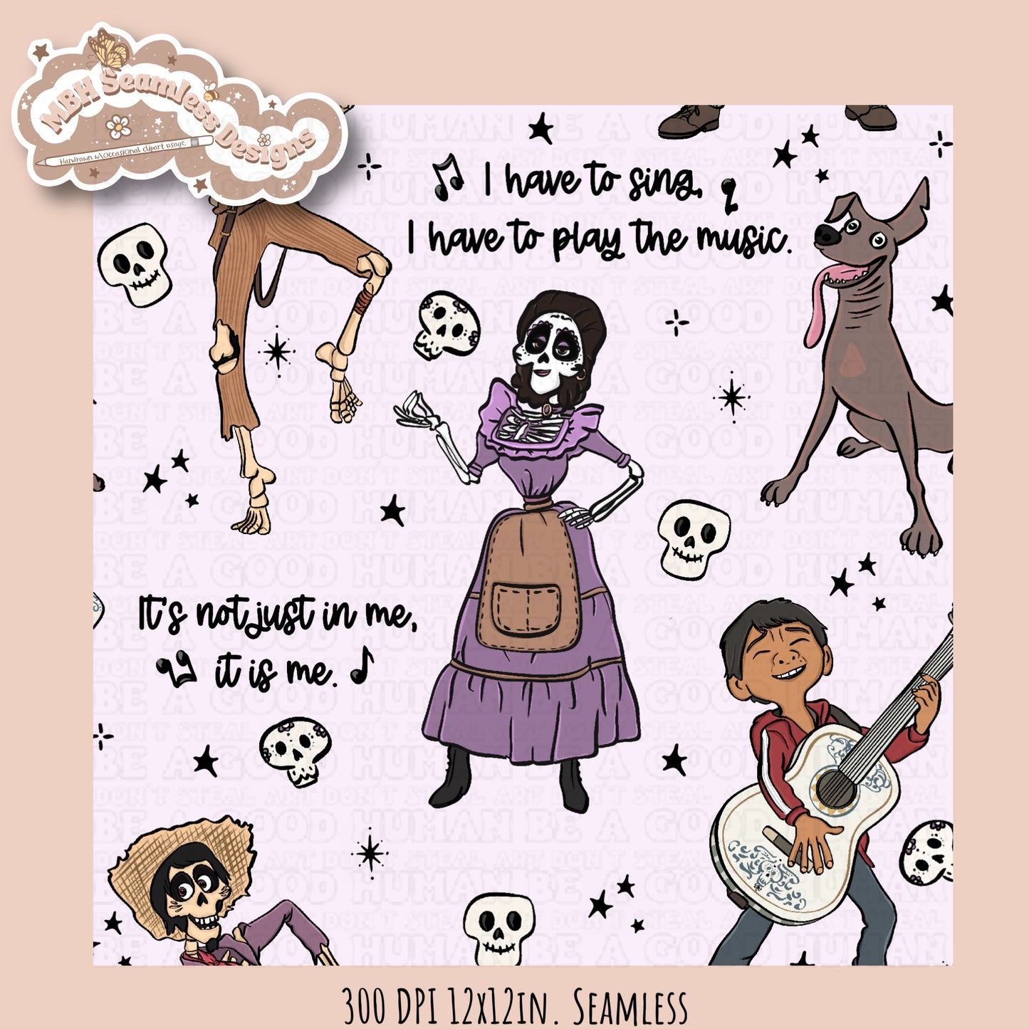 Coco Lyrics Seamless Pattern • Multiple Colorways