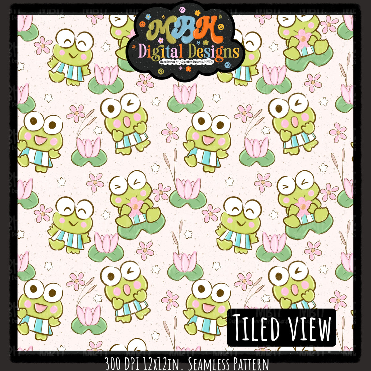 Hextober Day 5 • Frog Seamless Pattern // PNG // MULTIPLE COLORWAYS (Hextober files are not available in drives.)