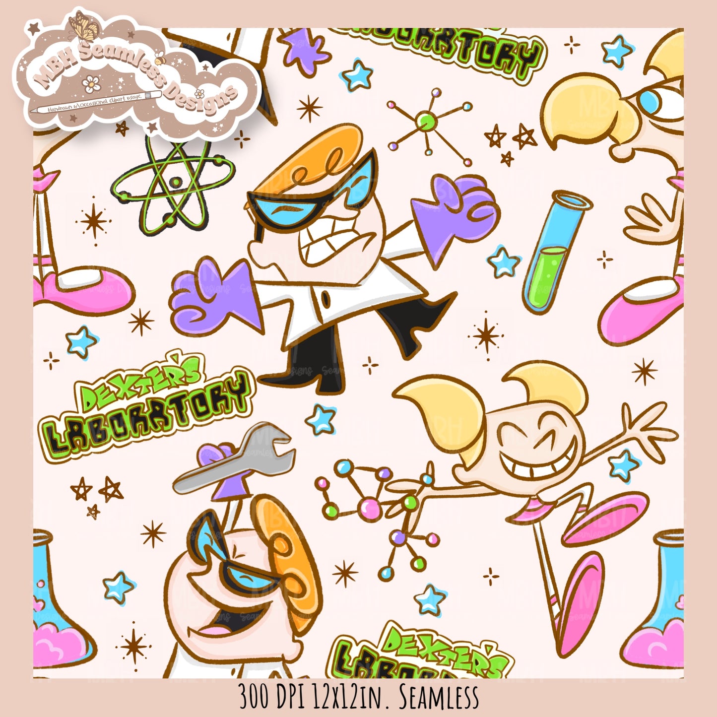 Dexter’s Lab Seamless Pattern // PNG // Assorted Colorway Options
