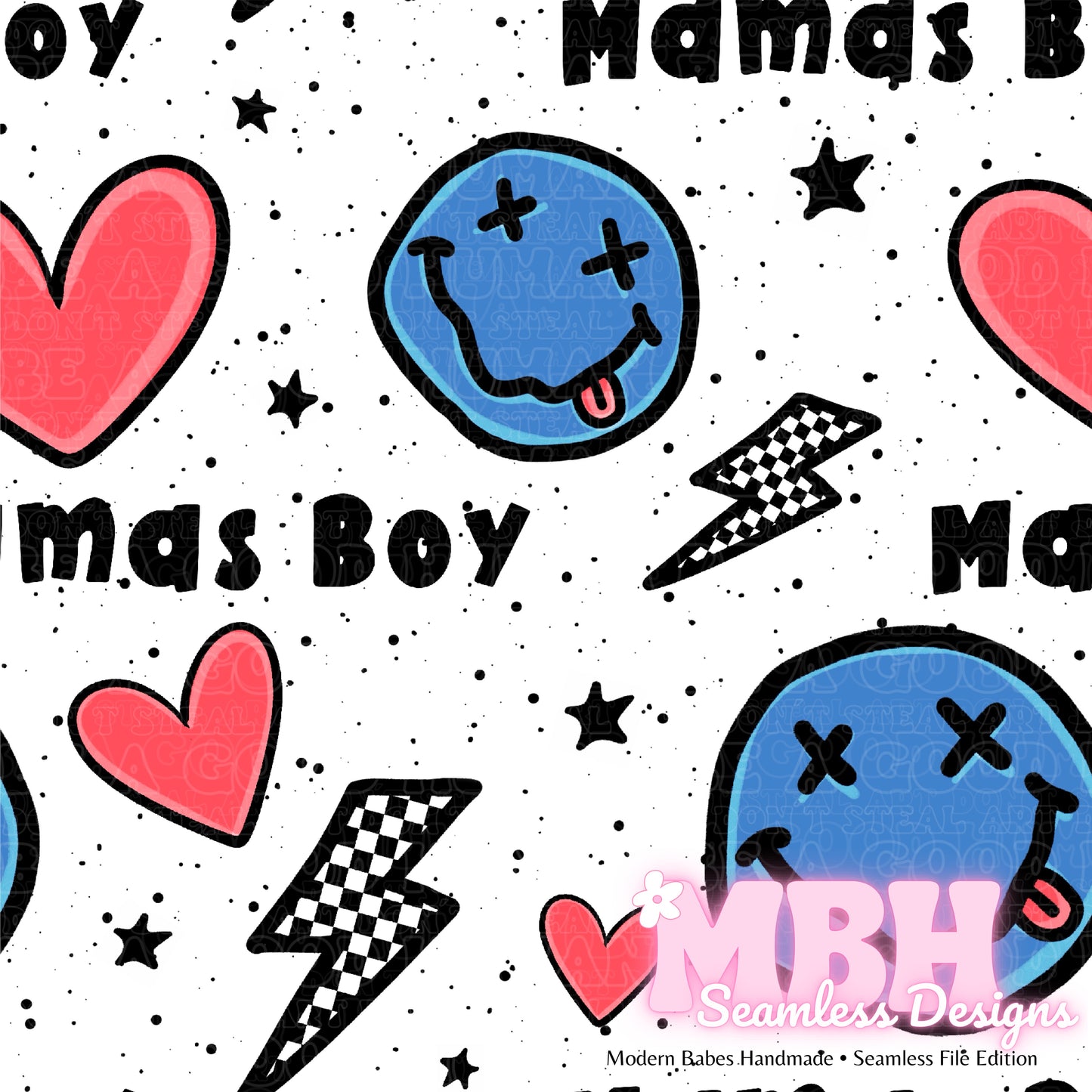 Mamas Boys Seamless Pattern MULTIPLE COLORWAYS