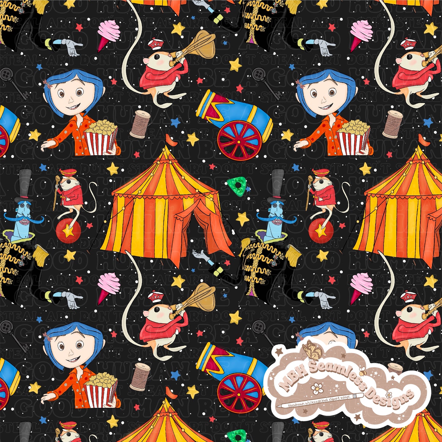 Button Eyes Circus & Coordinate Seamless Pattern & PNG