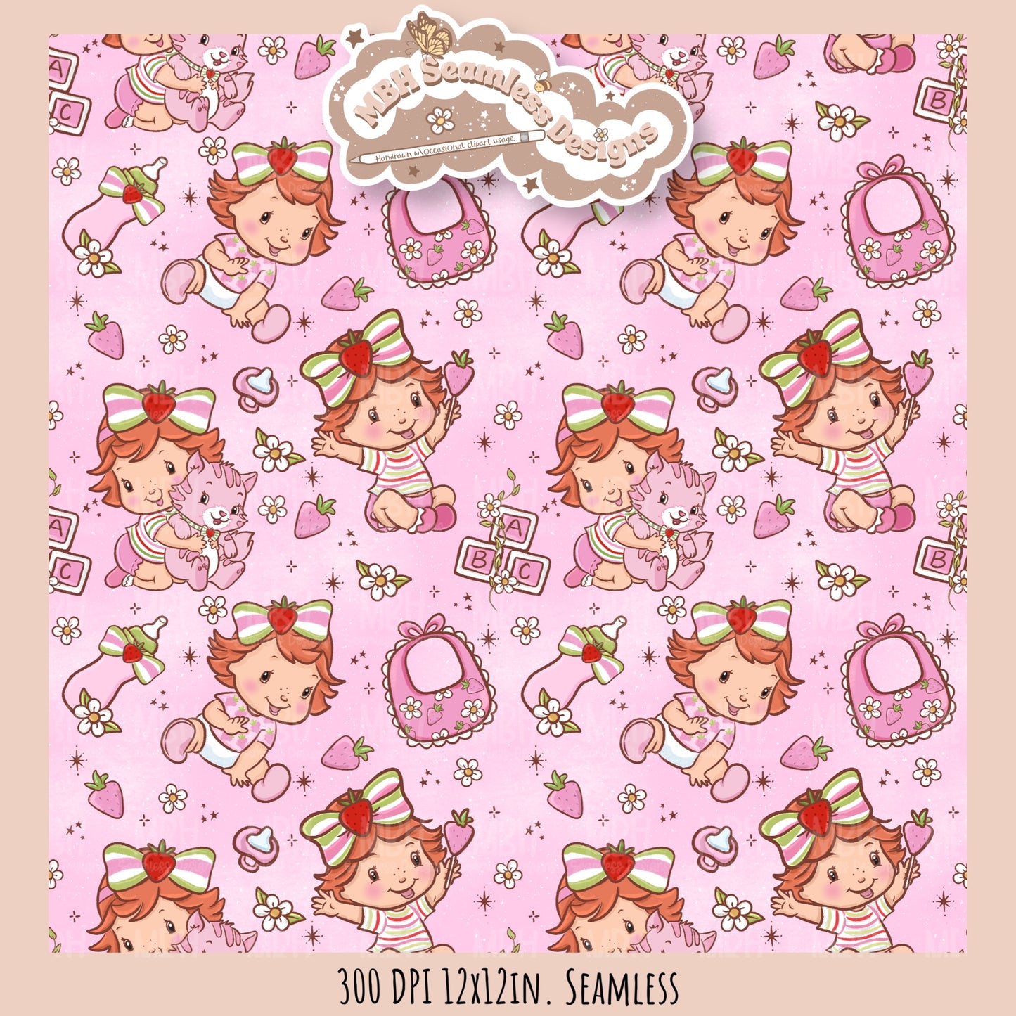Baby Shortcake Seamless Pattern • PNG •Multiple Colorways