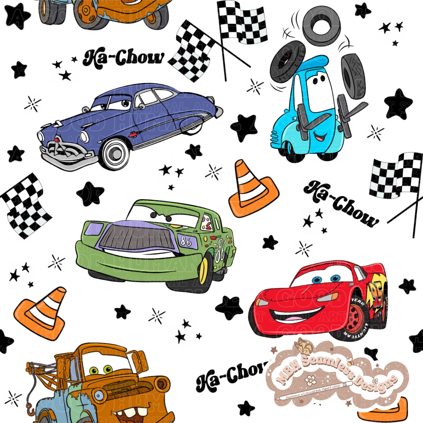 Cars Seamless Pattern & PNG MULTIPLE COLORWAYS