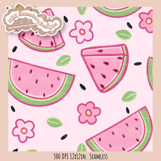 Watermelon Floral Seamless Pattern • Multiple Colorways